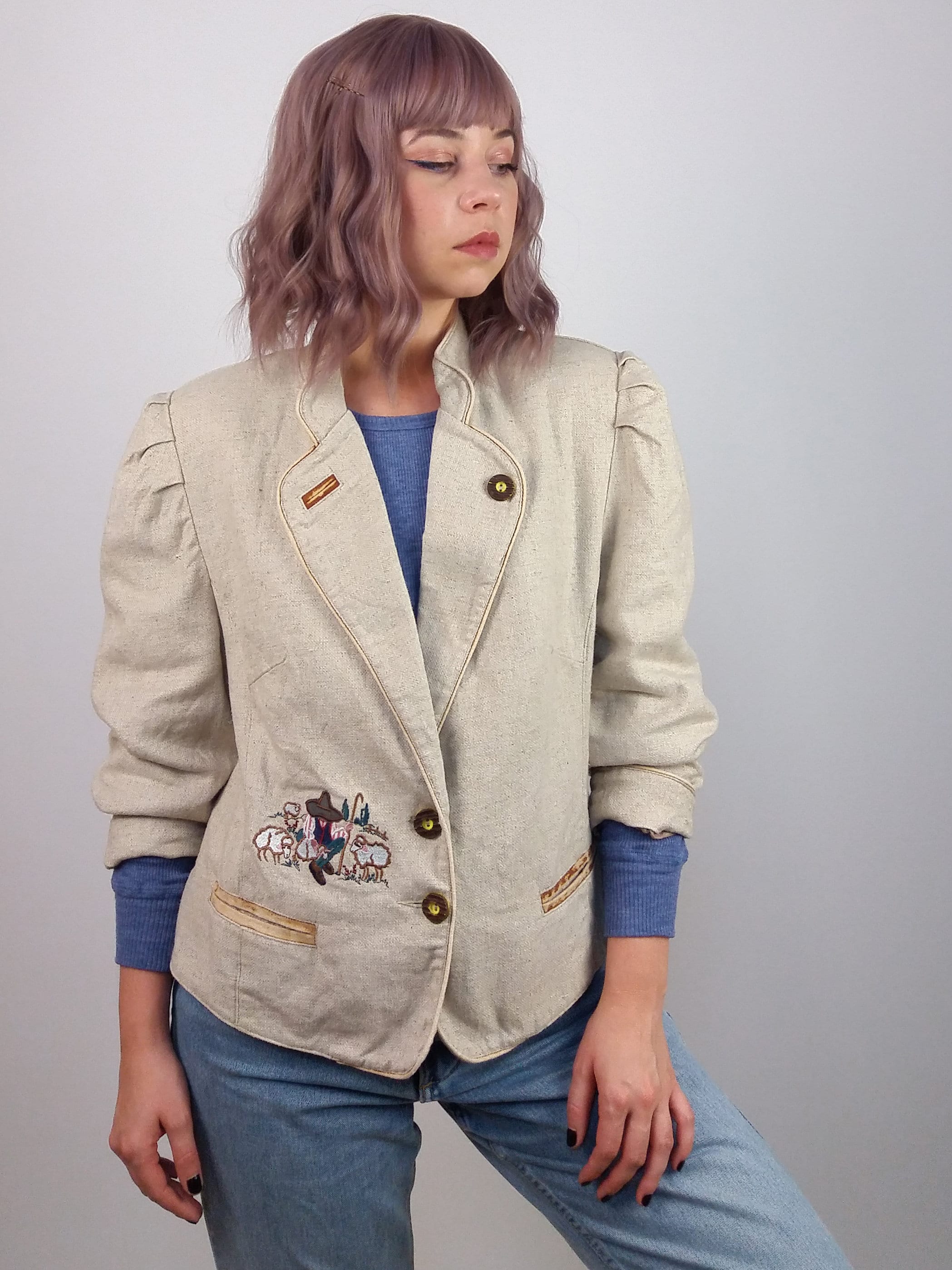 90's Puffy Shoulders Austrian Blazer - size M-L