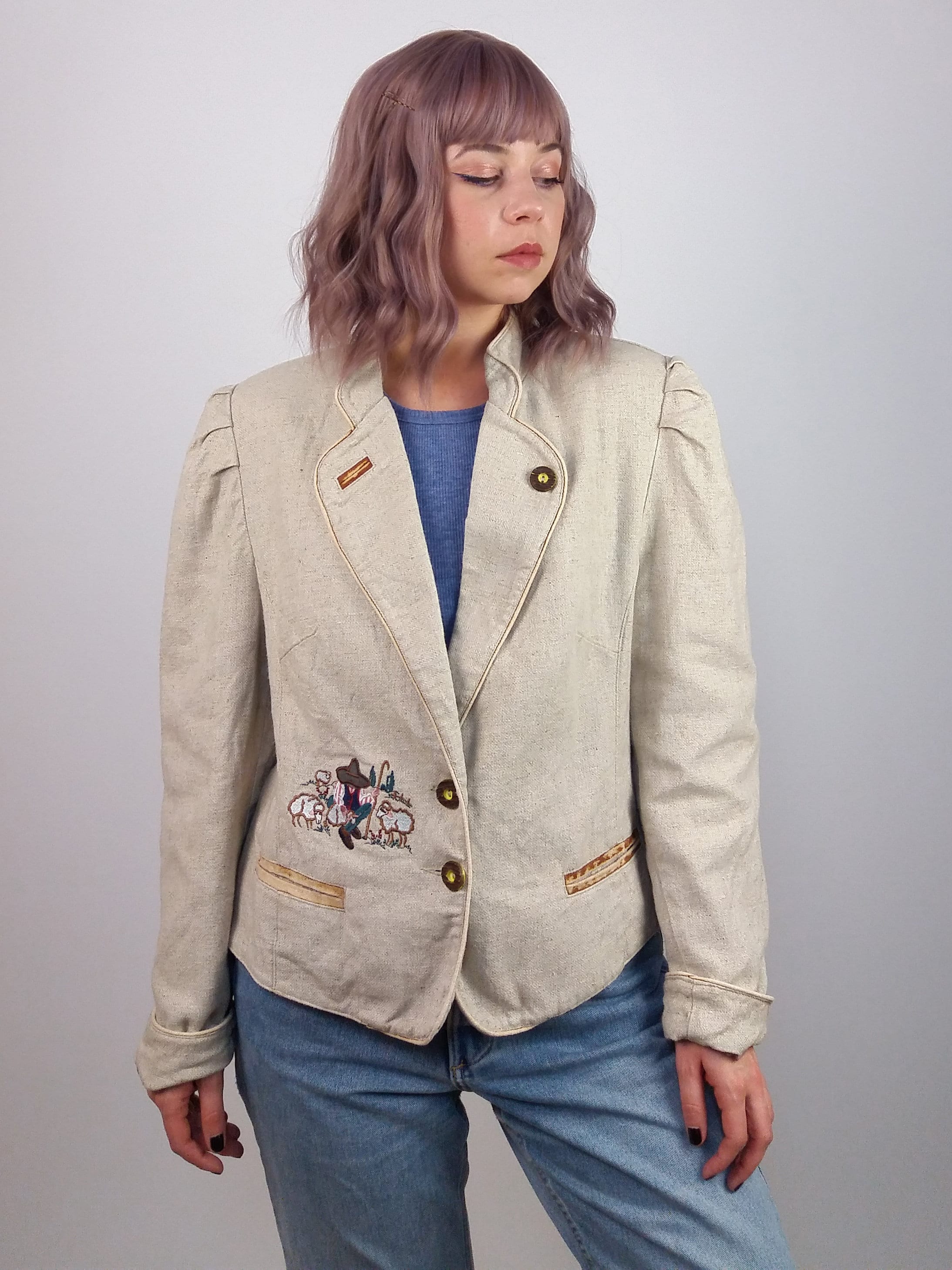 90's Puffy Shoulders Austrian Blazer - size M-L