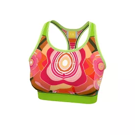 Abstract Cabbage Rose Unpadded Sports Bra