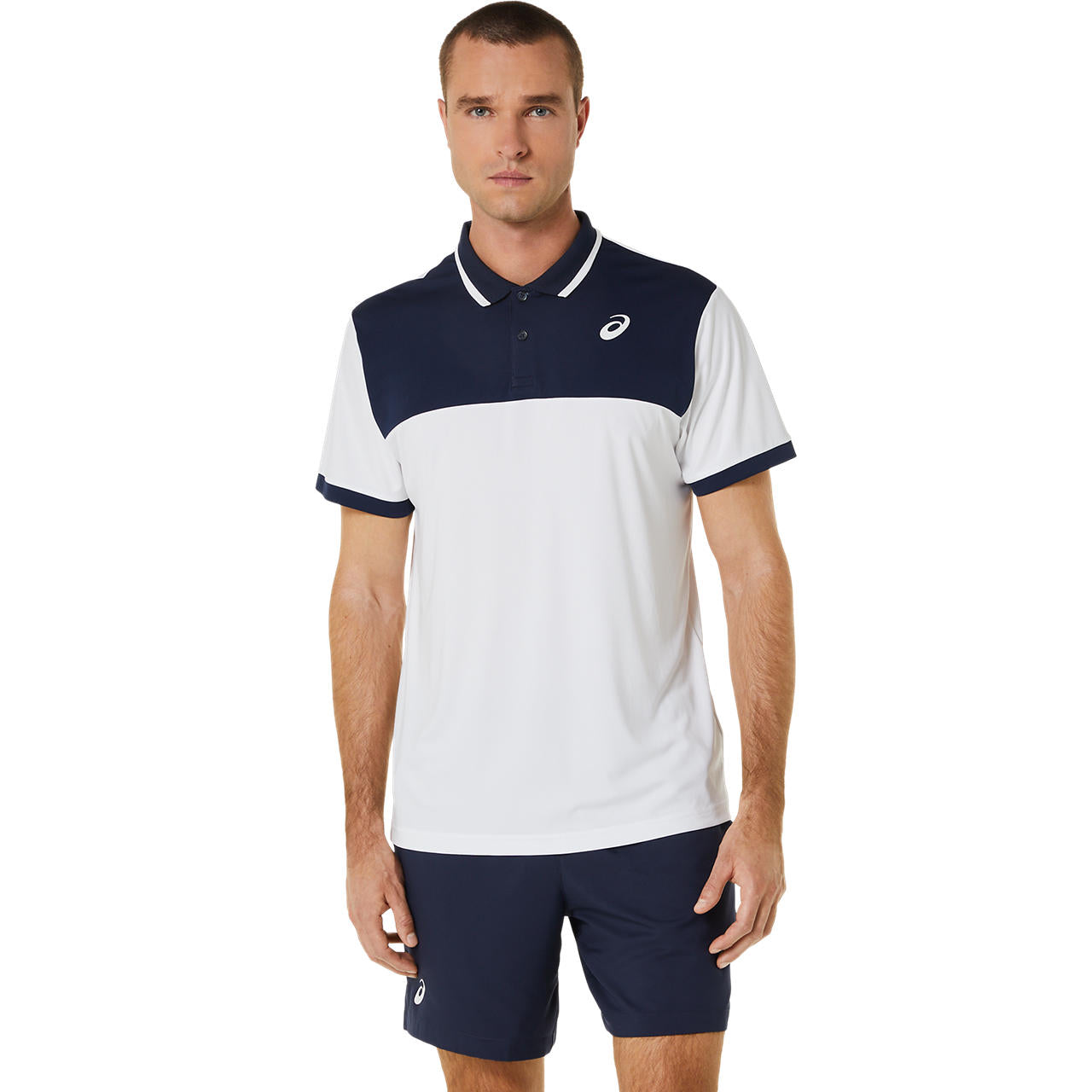 Asics Poloshirt Court Heren Wit Blauw