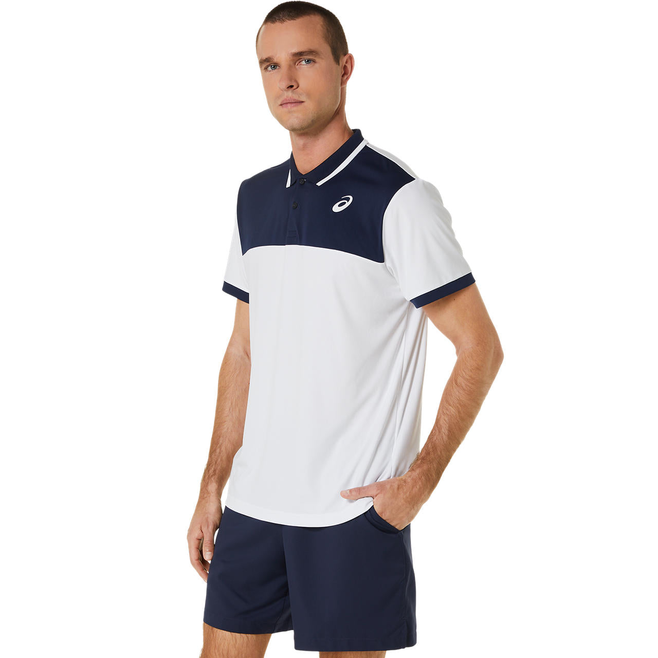 Asics Poloshirt Court Heren Wit Blauw