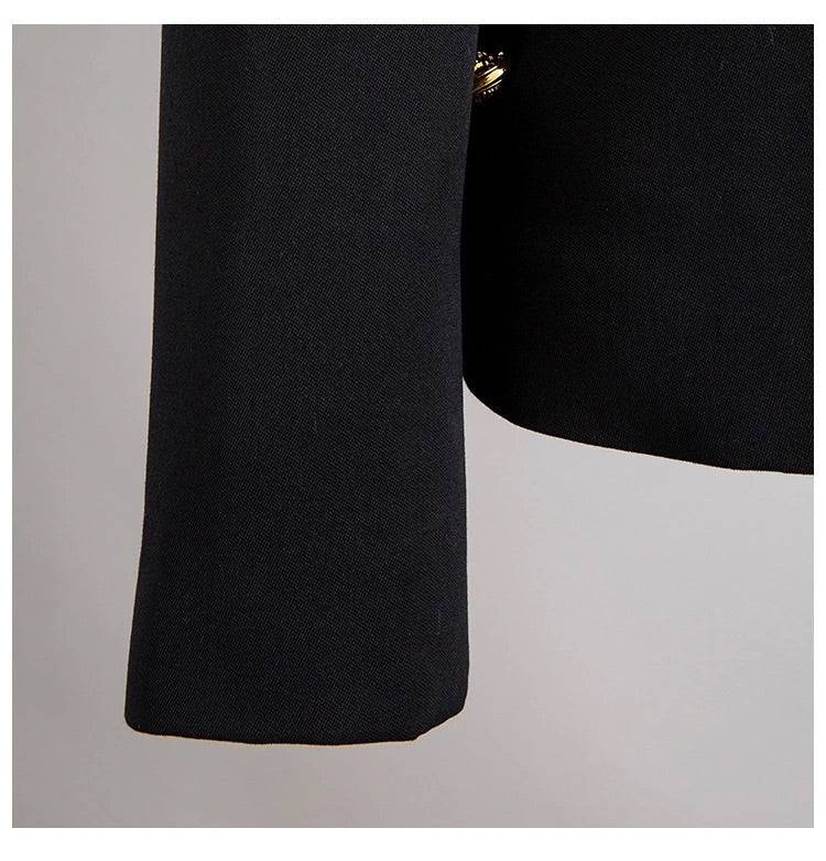 Black Blazer With Golden Safety Pin Trims