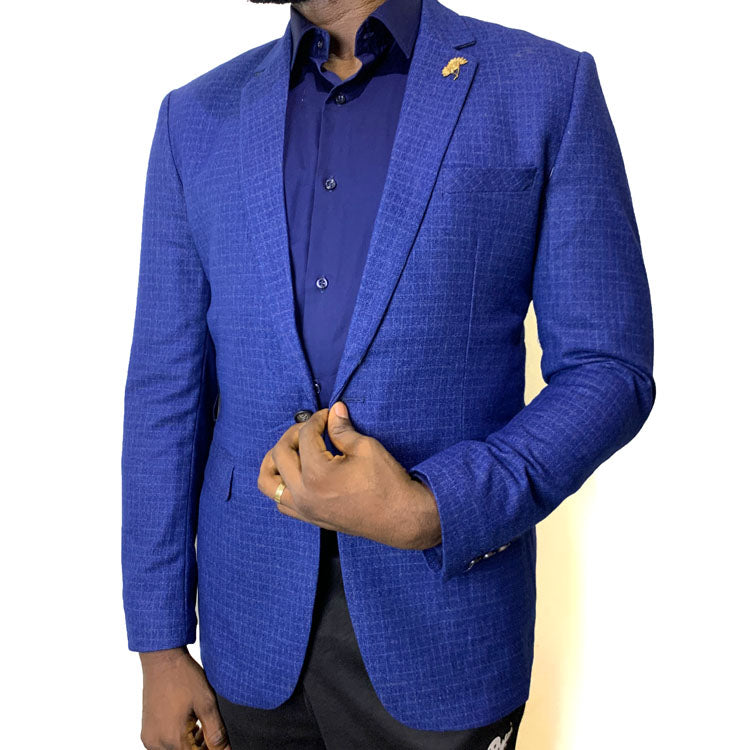 Bright blue formal blazer for men