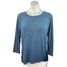 Champion Womens Blue Crew Neck Long Sleeve Pullover Activewear Sports Top Size L