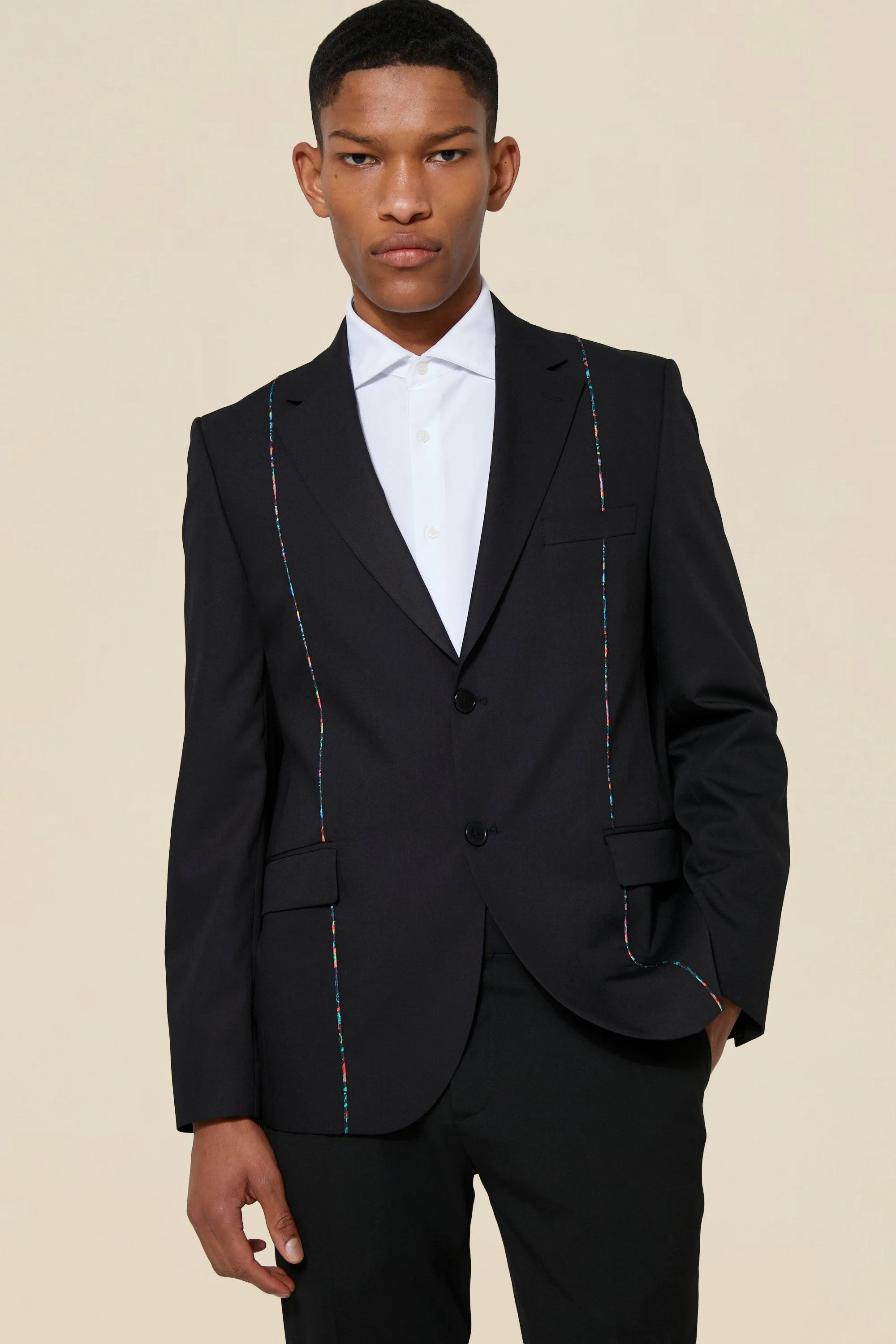 Contrast Piping Regular Blazer