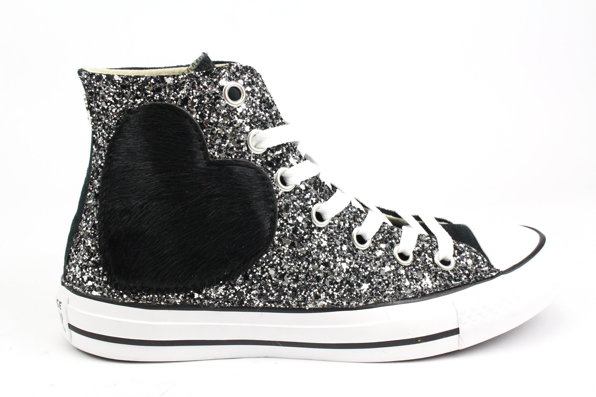 Converse All Star Black Cuore Cavallino Nero & Glitter