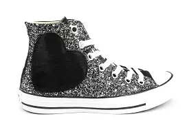 Converse All Star Black Cuore Cavallino Nero & Glitter