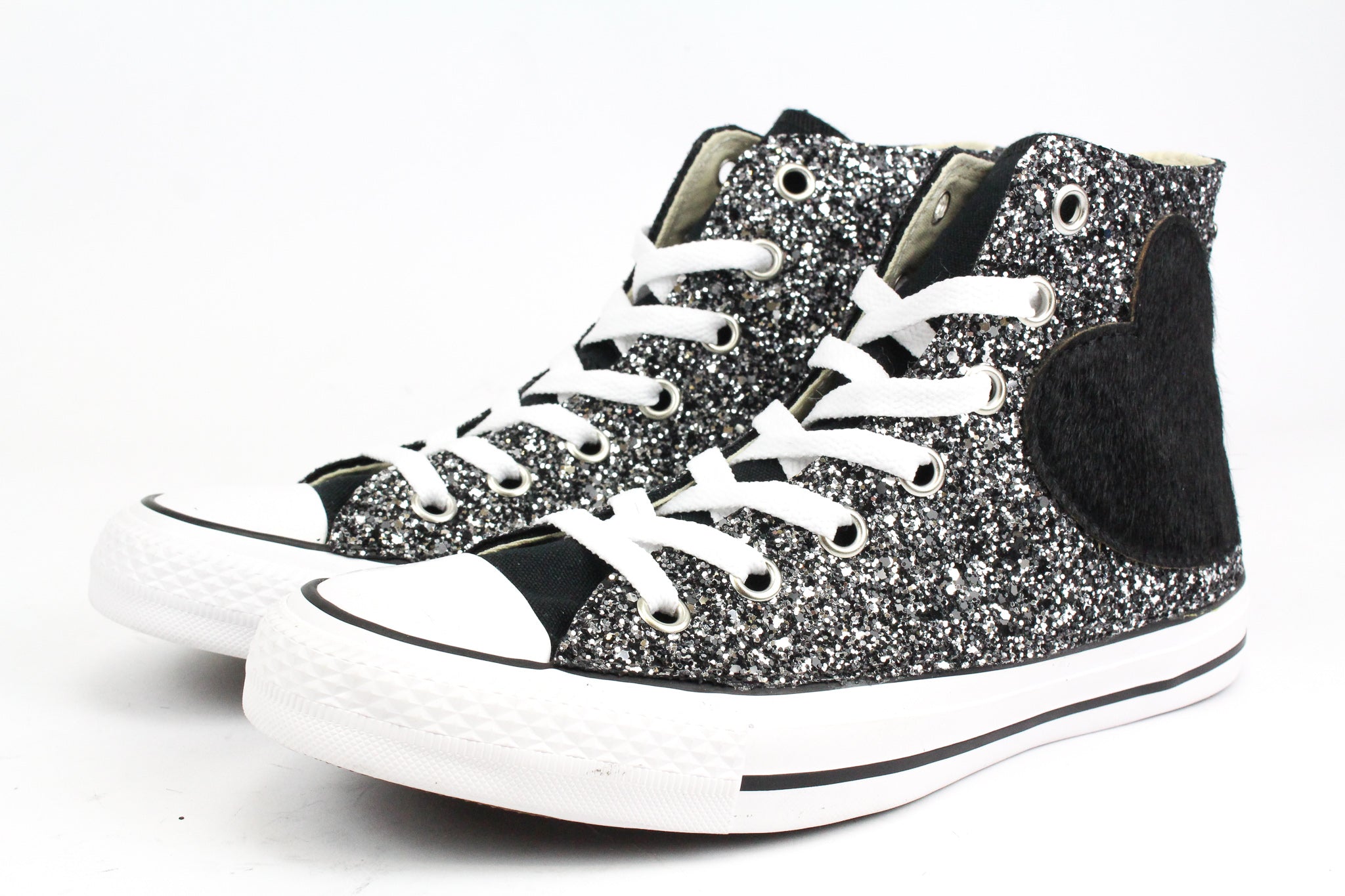 Converse All Star Black Cuore Cavallino Nero & Glitter