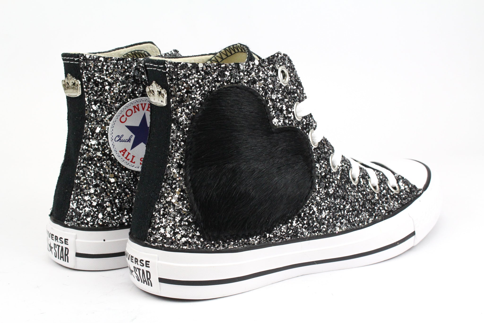 Converse All Star Black Cuore Cavallino Nero & Glitter