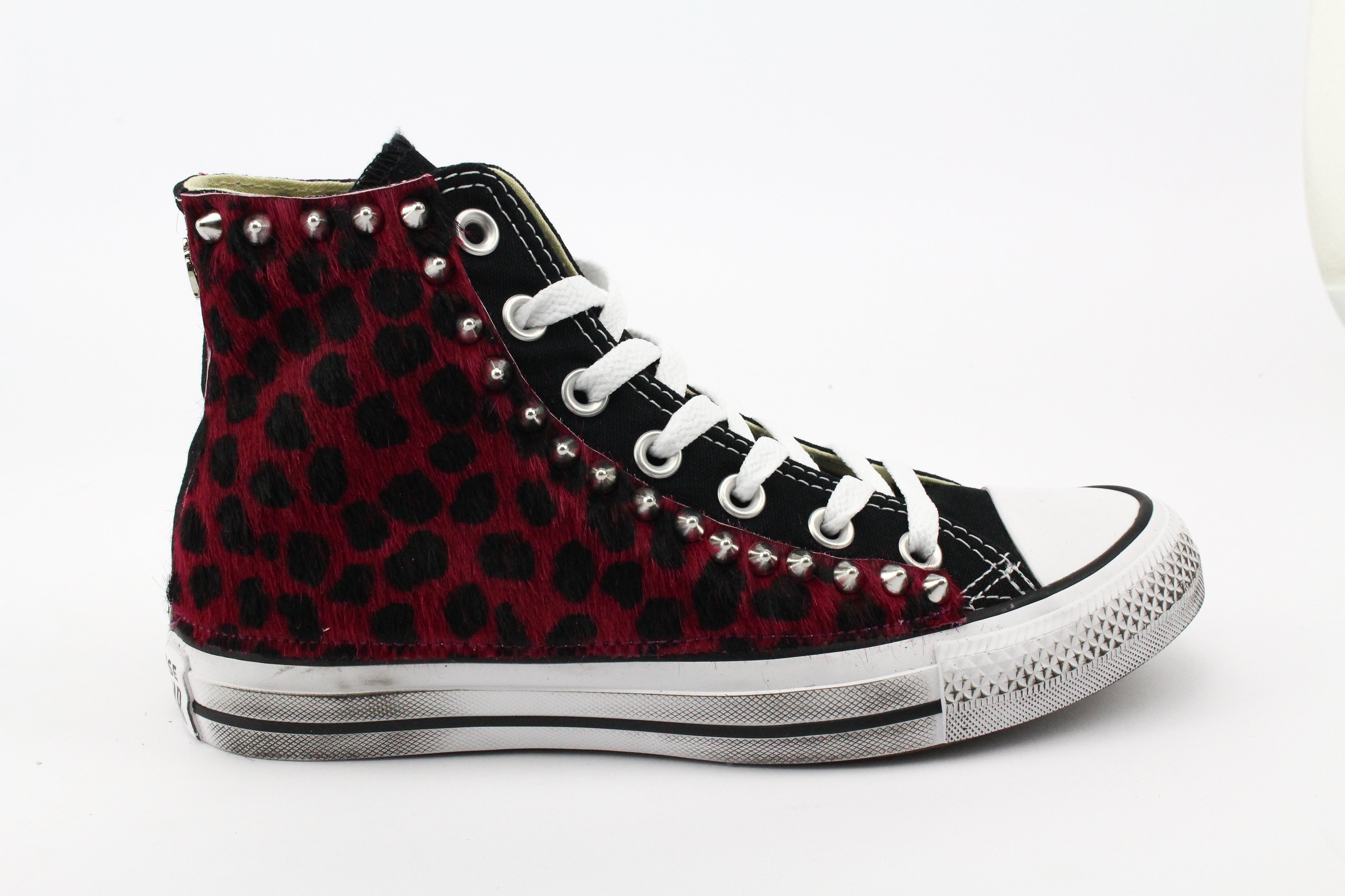 Converse All Star Black Maculate Rosso & Borchie