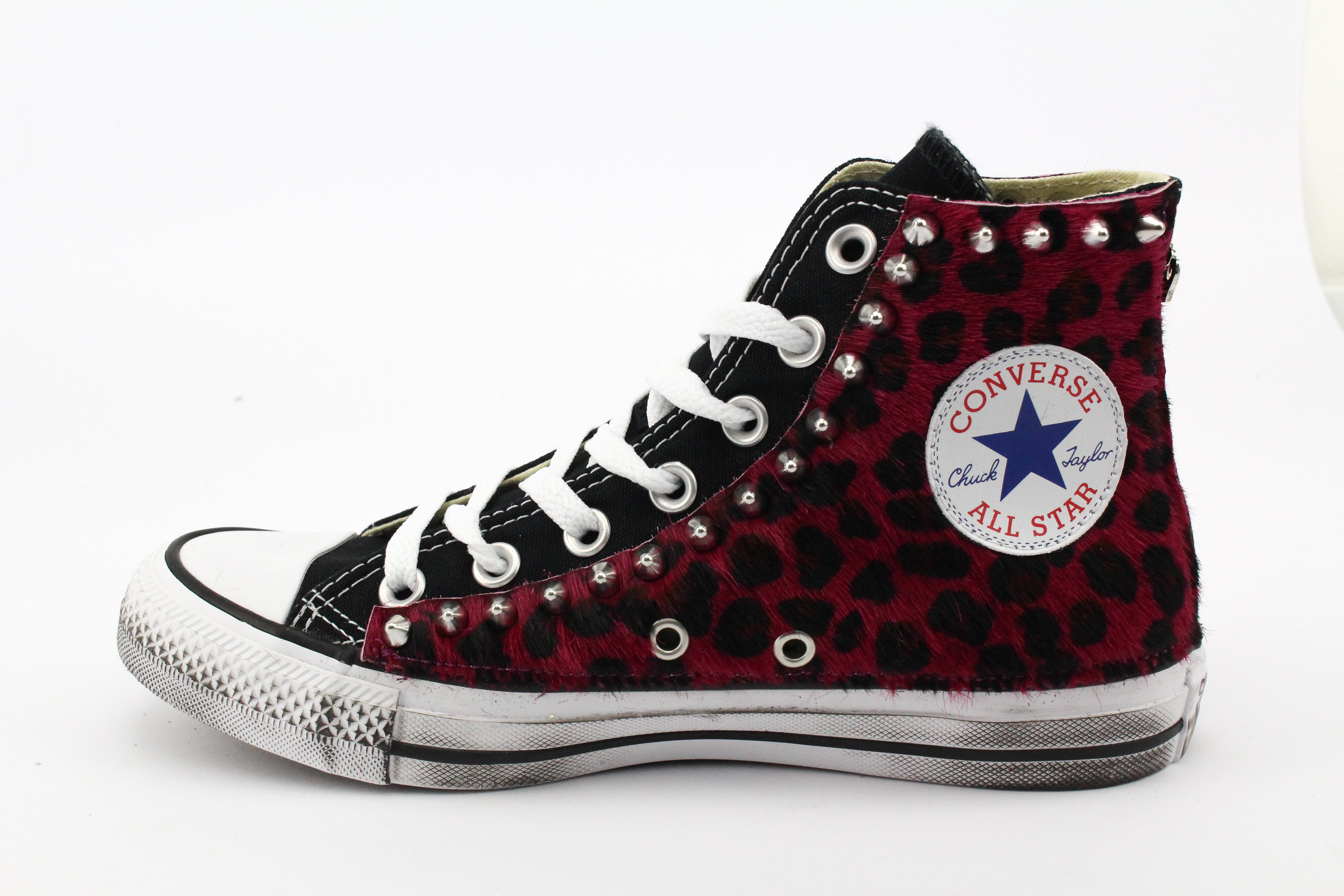 Converse All Star Black Maculate Rosso & Borchie