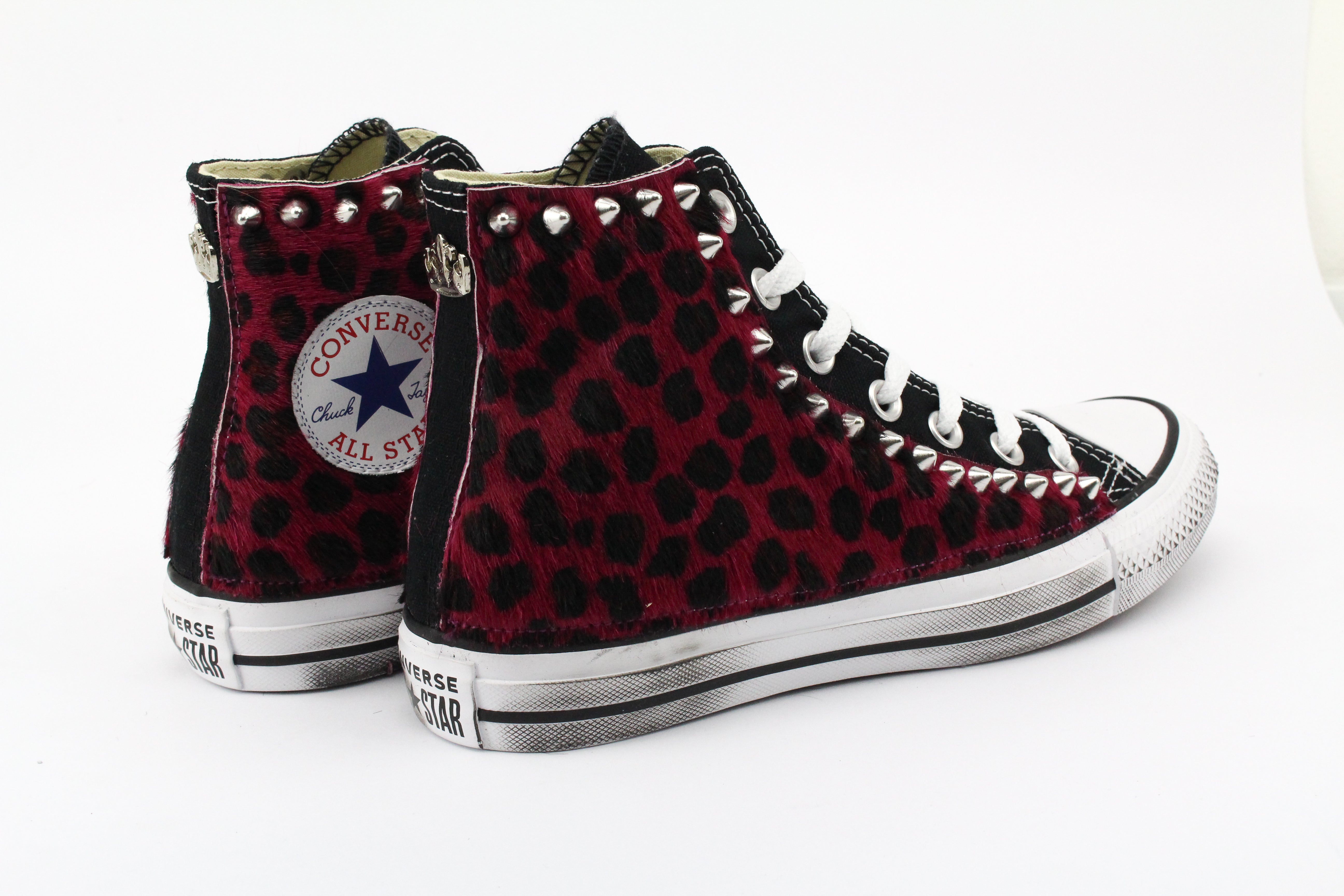 Converse All Star Black Maculate Rosso & Borchie