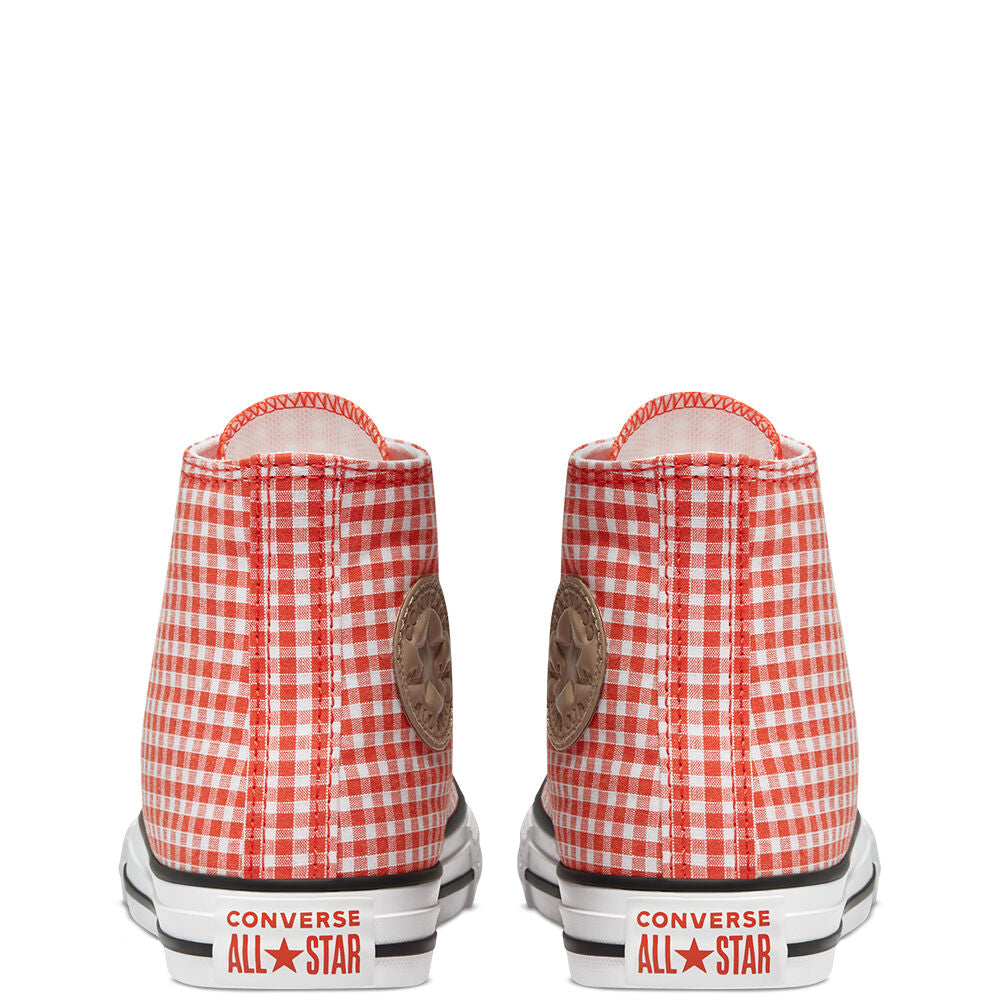 Converse- kids Chuck Taylor All Star High Top Gingham - Bright Poppy/White