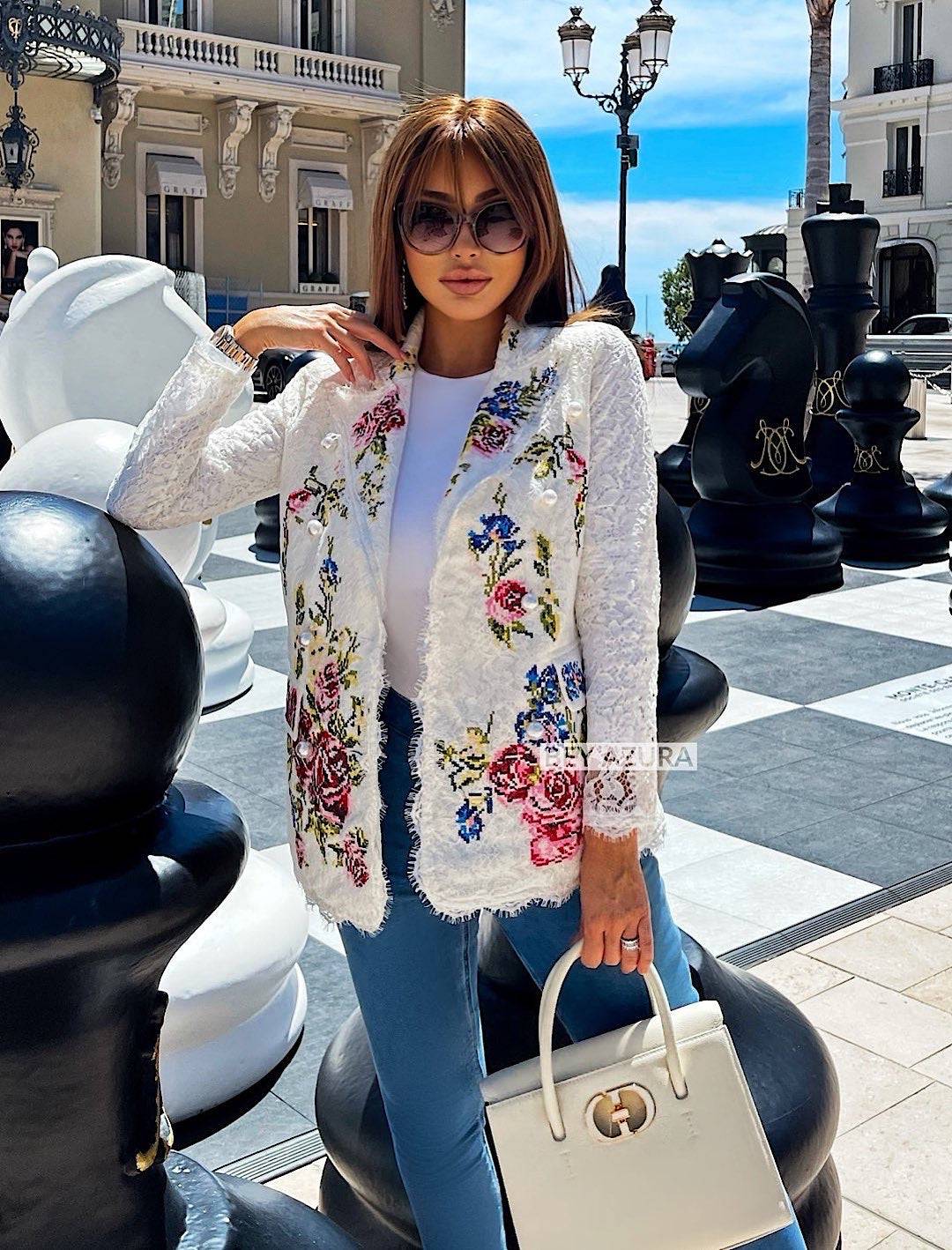 Floral Embroidered Lace Blazer