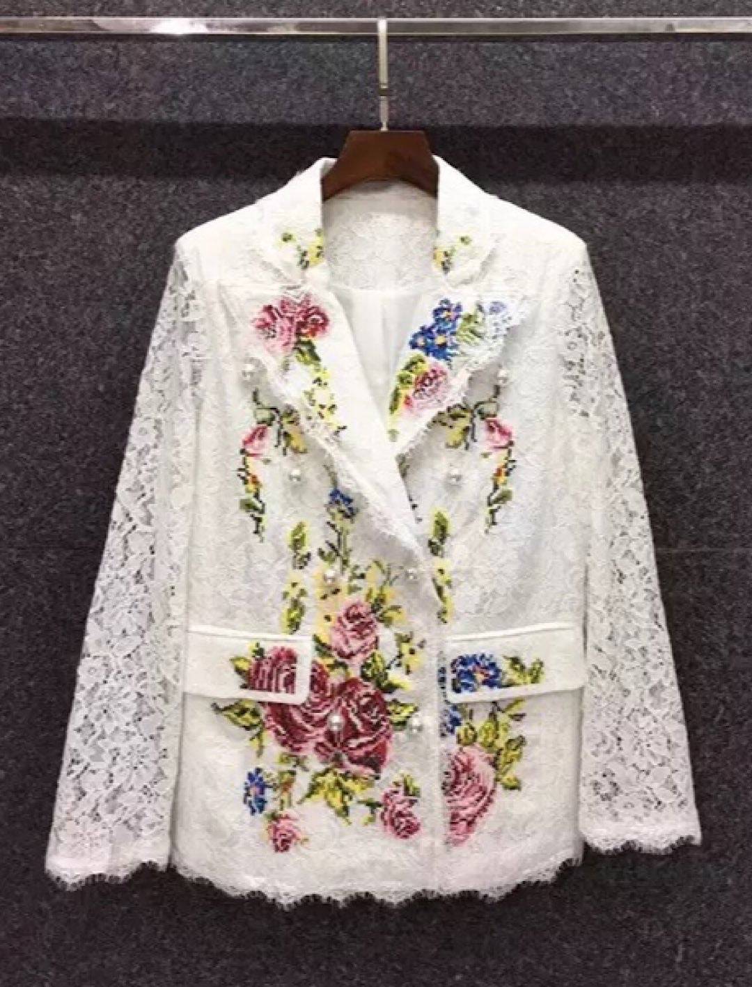 Floral Embroidered Lace Blazer