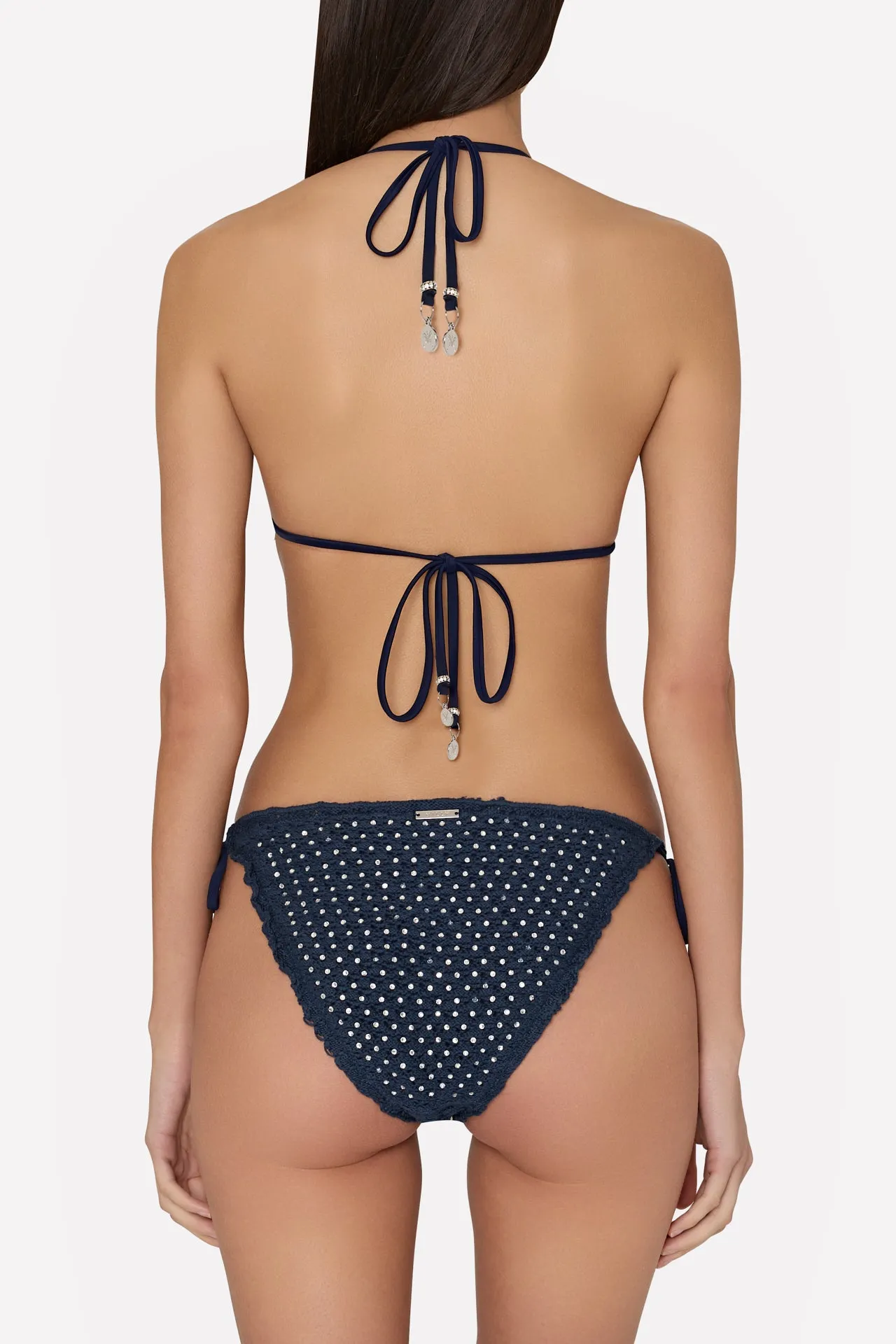 Glimmer String Bikini Bottom With Crystal Applique