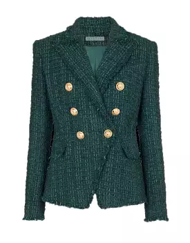 Green Gold Button Tweed Blazer