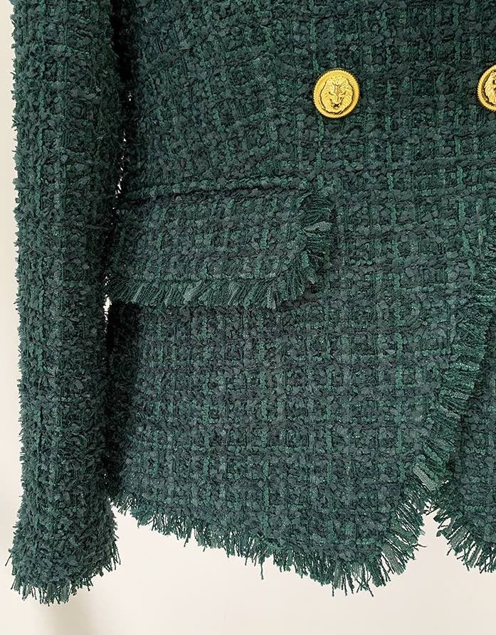 Green Gold Button Tweed Blazer