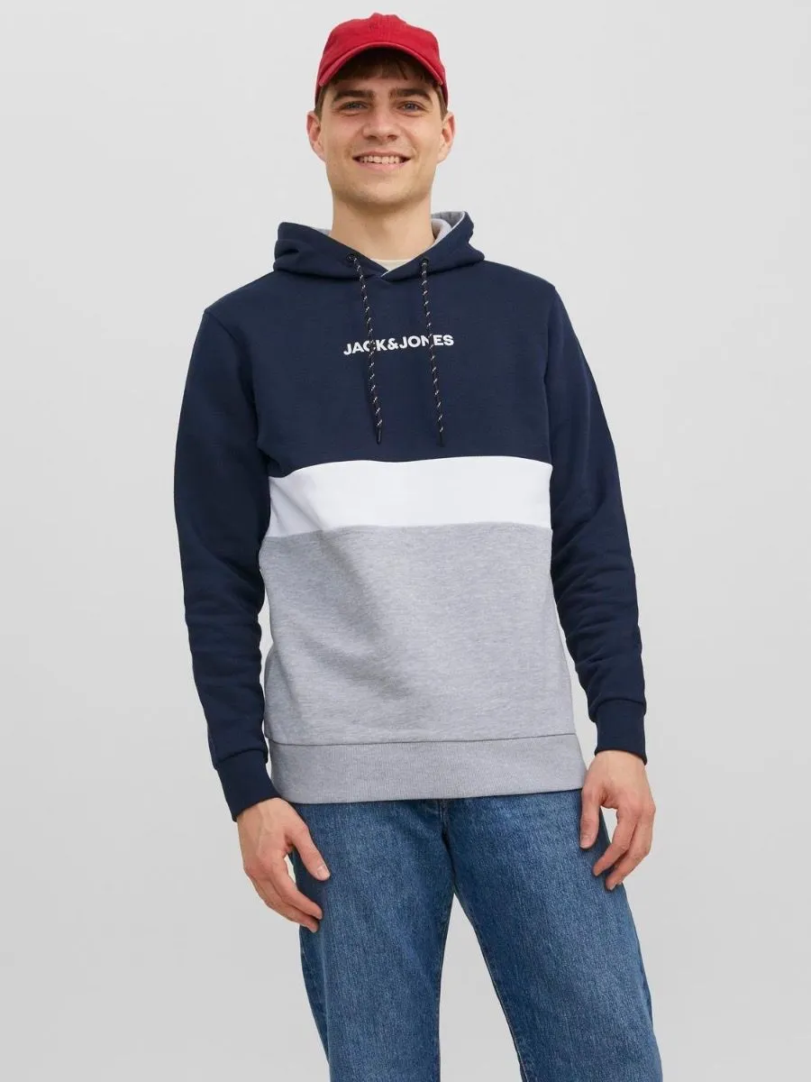 Jack & Jones Blocking Logo Hooded Sweatshirts Navy Blazer