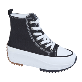 Ladies Classic Black and White Hi Tops Platform Urban Jacks