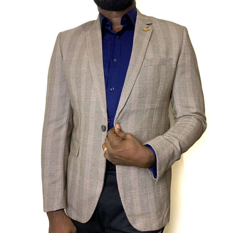 Light Brown check blazer for men