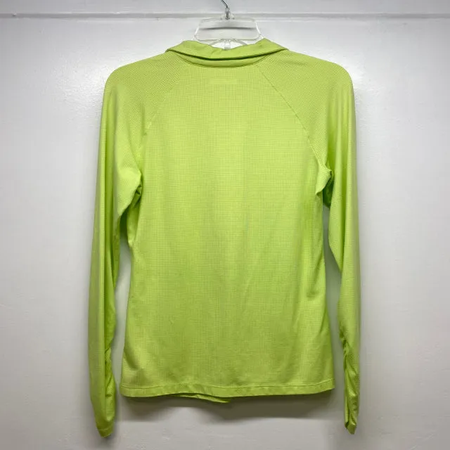 Lija Size S Women's Lime Textured Zip Mock Neck Activewear Top