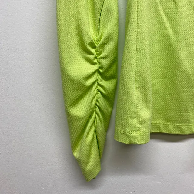 Lija Size S Women's Lime Textured Zip Mock Neck Activewear Top