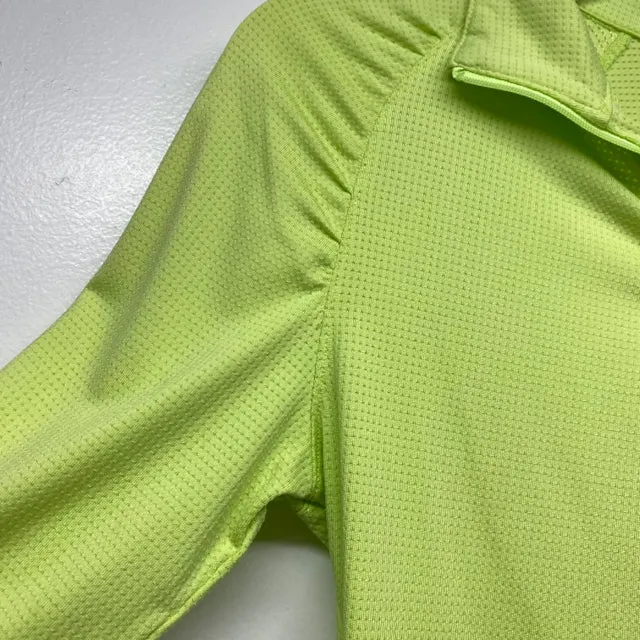 Lija Size S Women's Lime Textured Zip Mock Neck Activewear Top