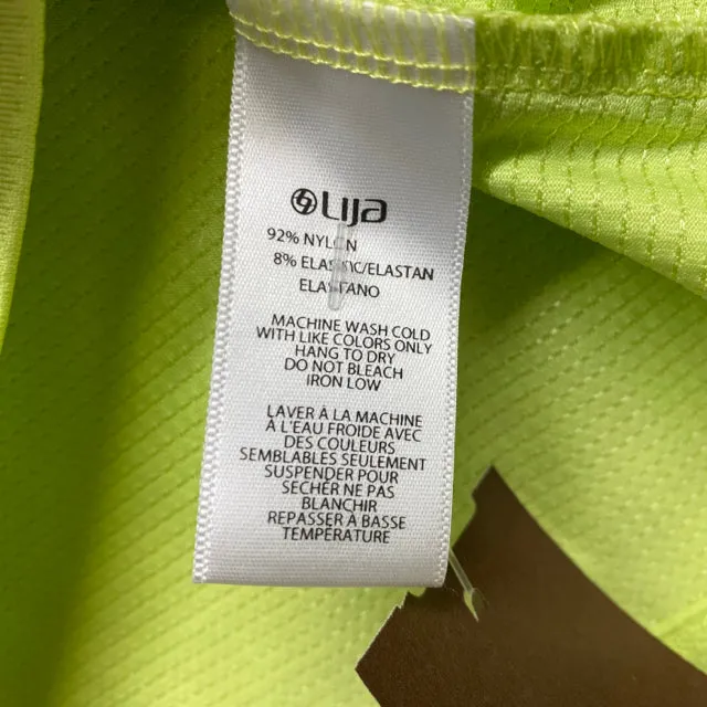 Lija Size S Women's Lime Textured Zip Mock Neck Activewear Top