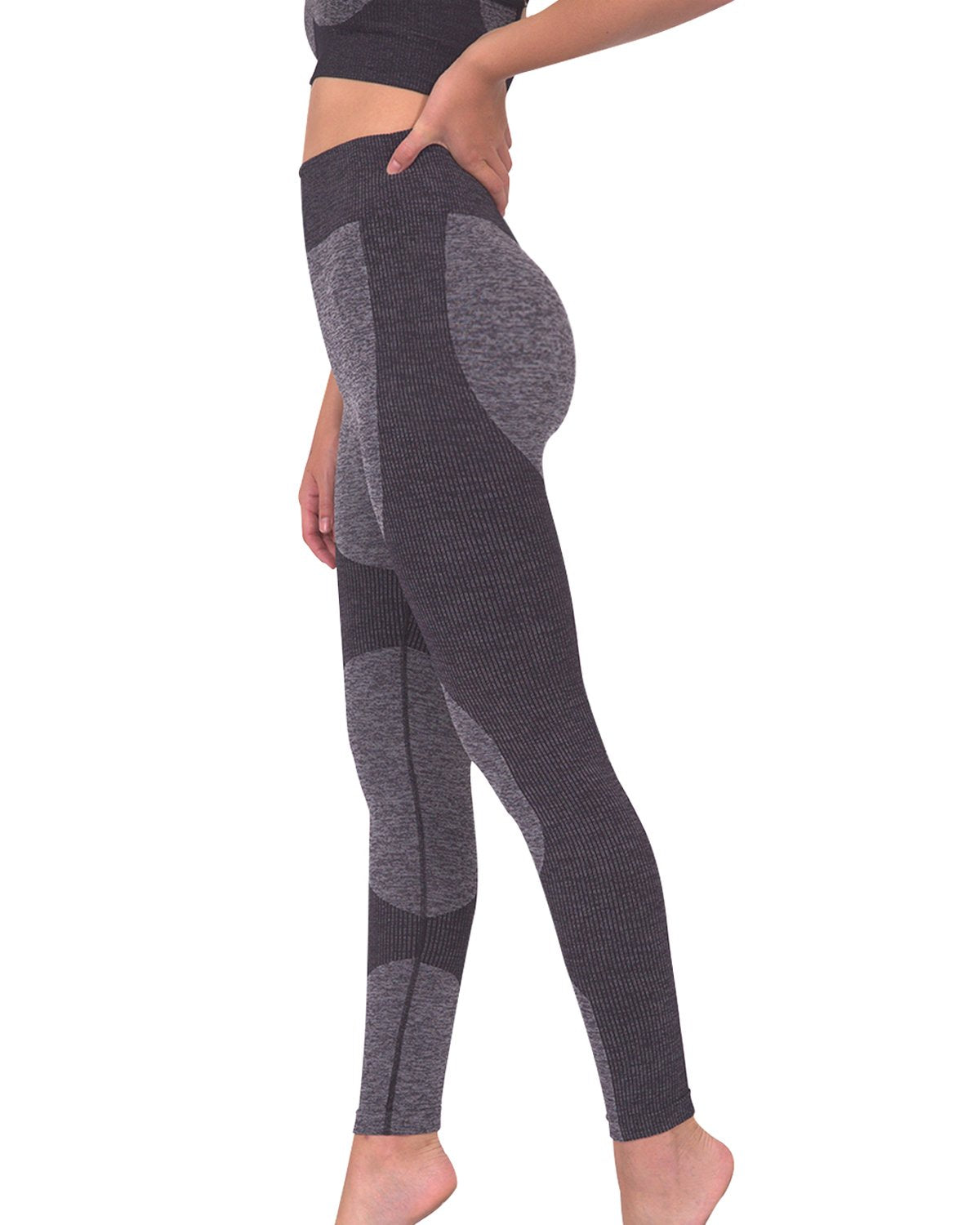 Megara Seamless Legging with Striped Panels Black