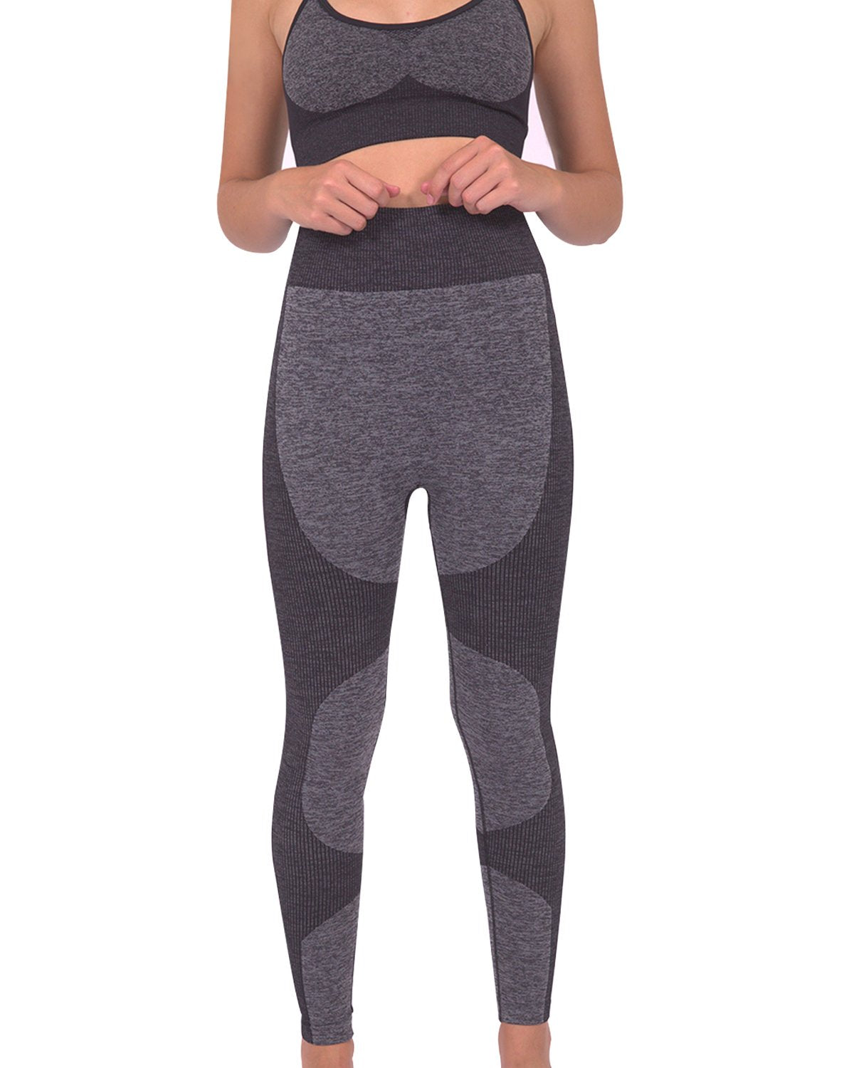 Megara Seamless Legging with Striped Panels Black