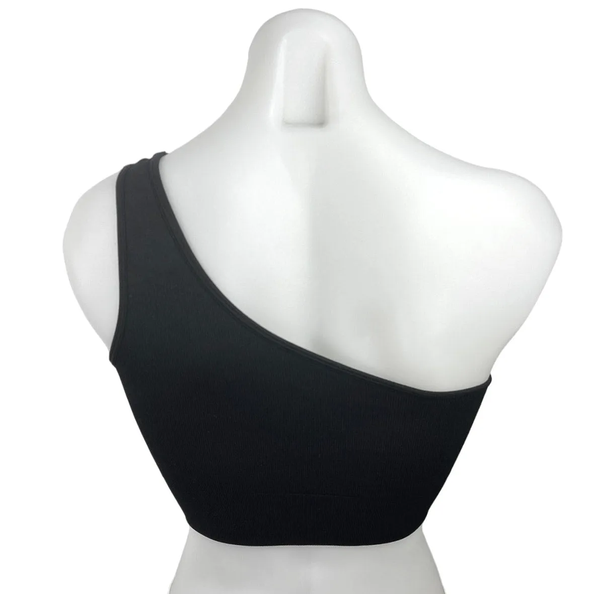 Naturyl Women's Black Lounge One Shoulder Pullover Activewear Sports Bra Size S