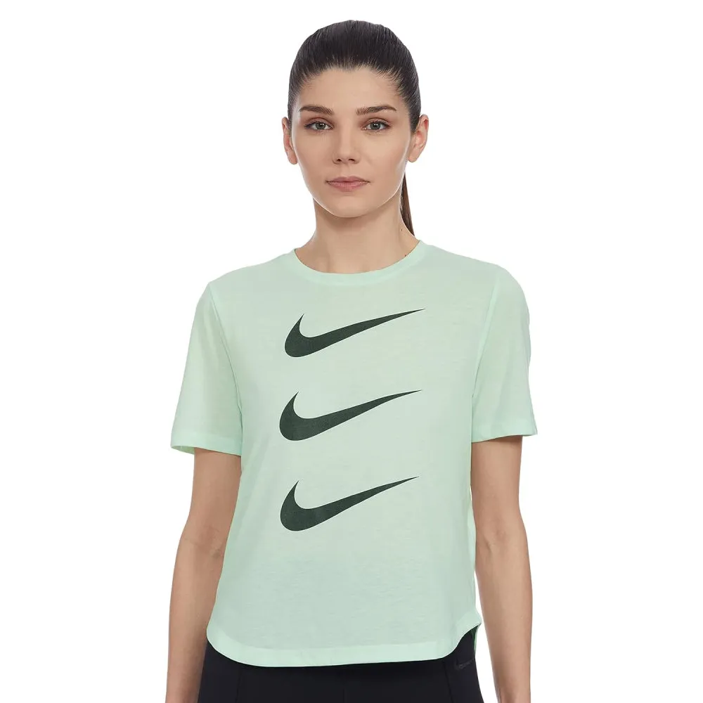 NIKE Women's DVN GX Running Short Sleeve Top (Barely Green/Black)