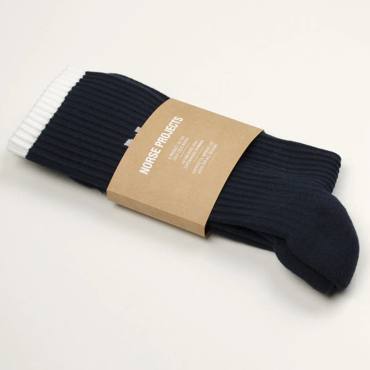 Norse Projects - Bjarki Varsity N Socks - Dark Navy