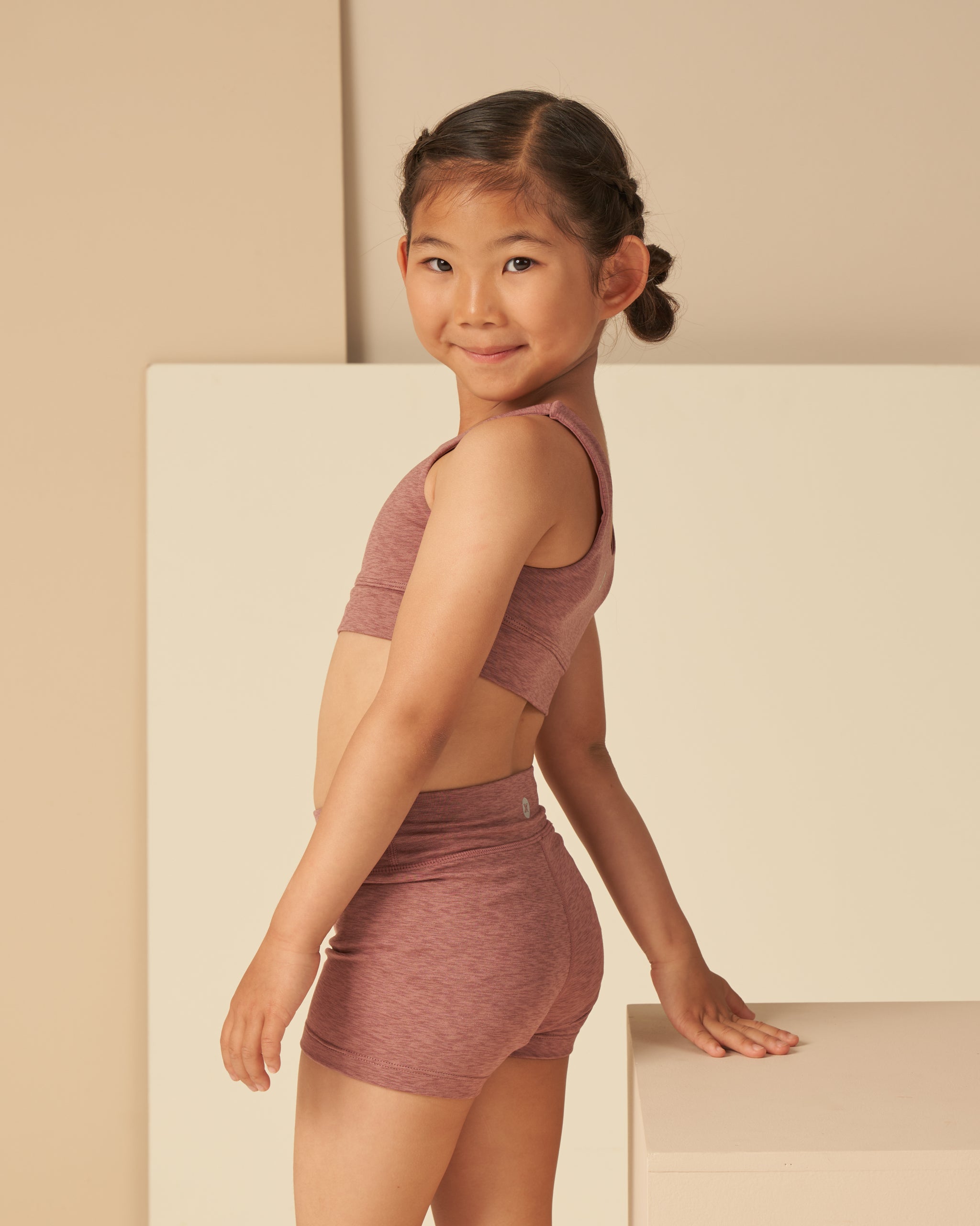 Play by Rylee & Cru Shortie Short - Heathered Mulberry