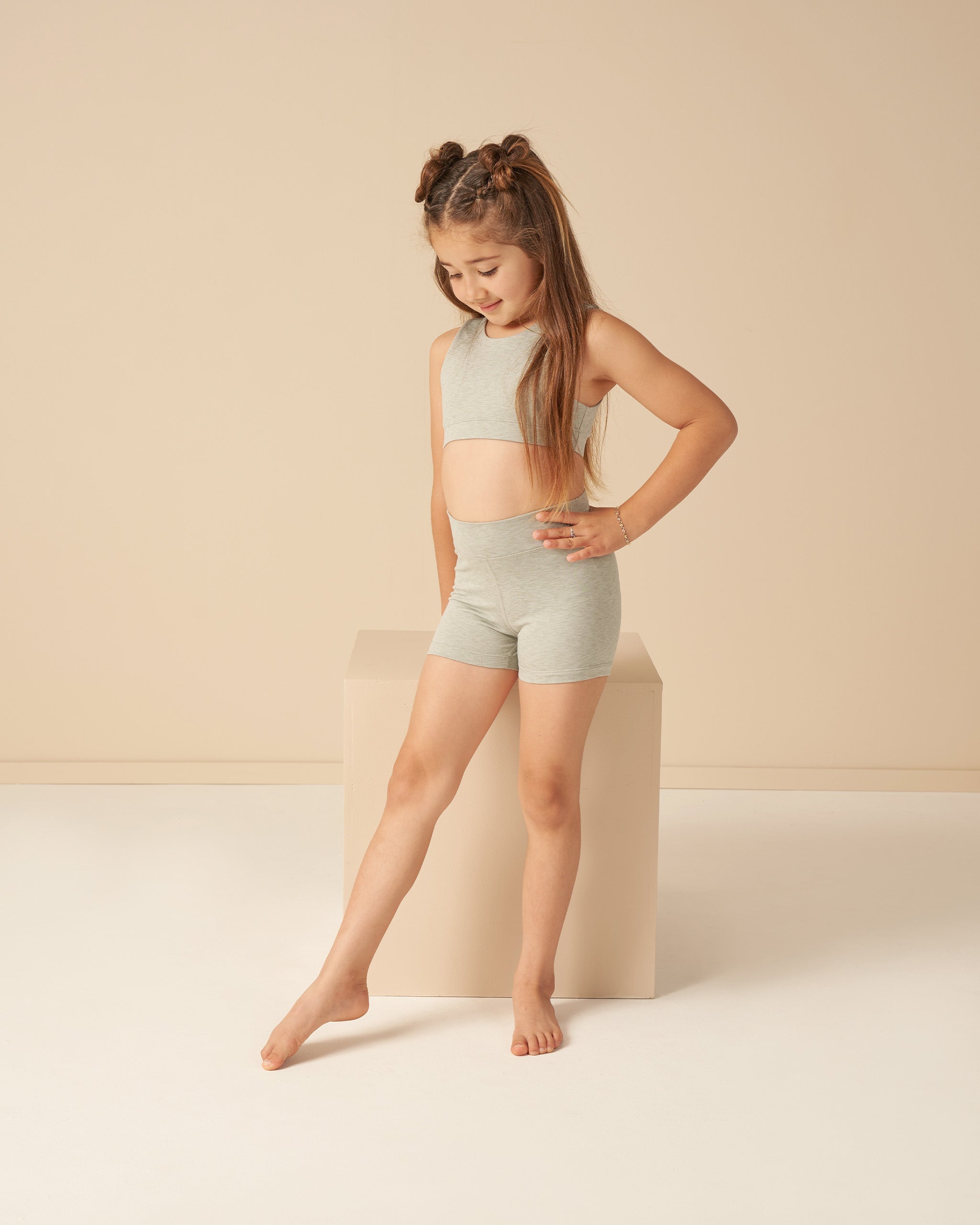 Play by Rylee & Cru Shortie Short - Heathered Seafoam