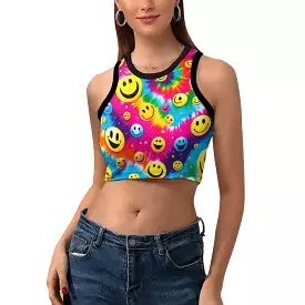 PLUR Smiles Racerback Crop Top