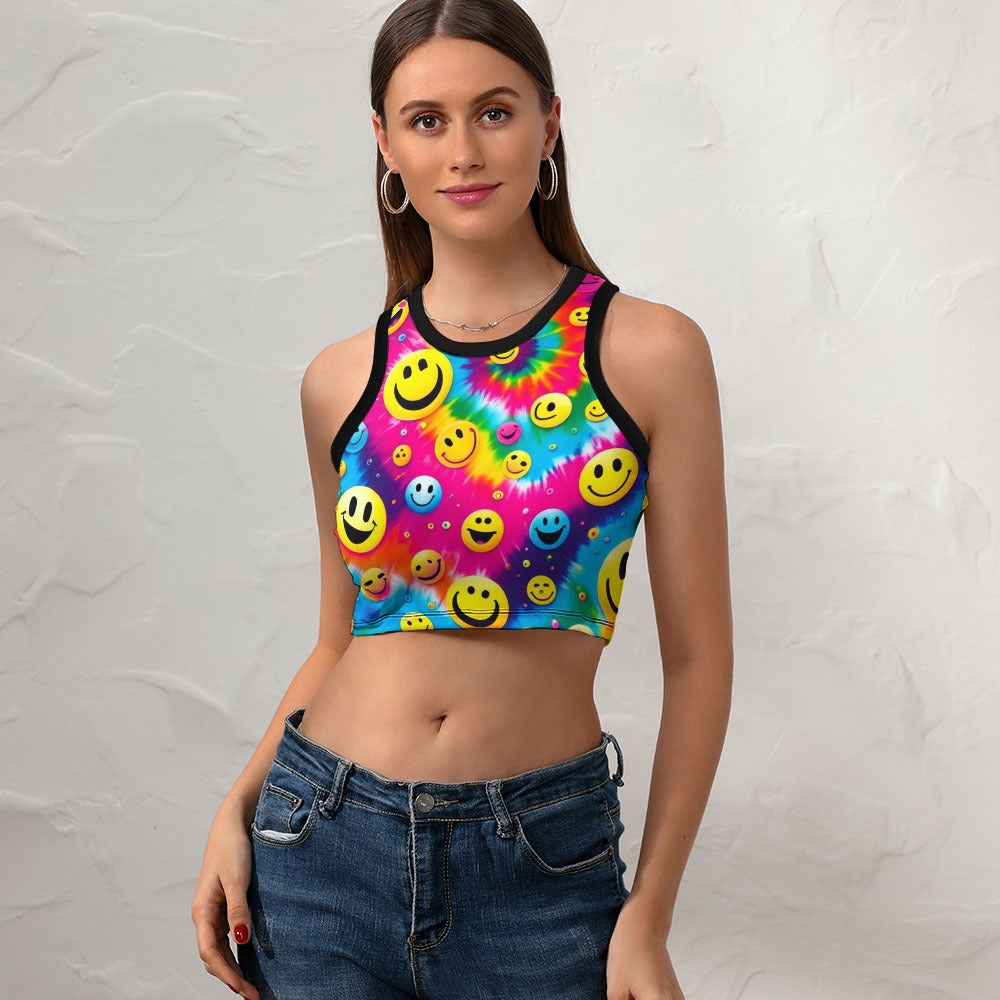 PLUR Smiles Racerback Crop Top