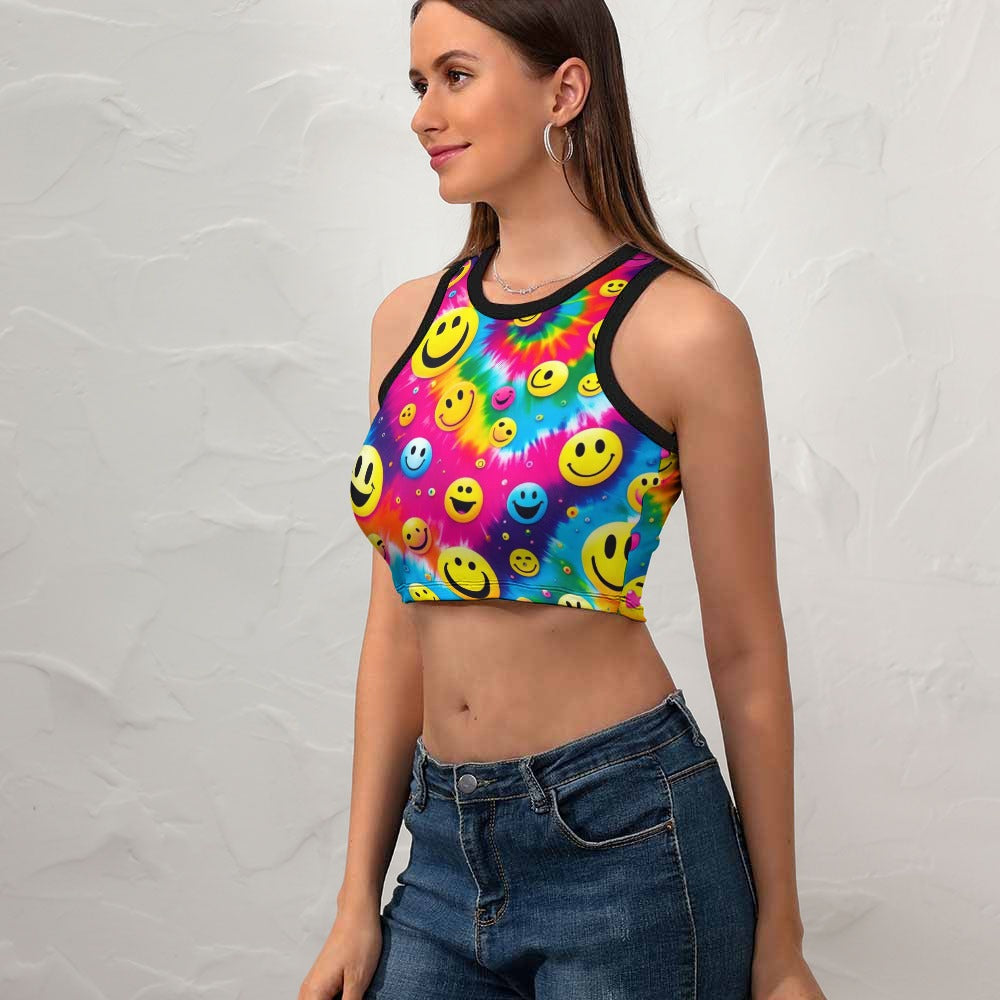 PLUR Smiles Racerback Crop Top