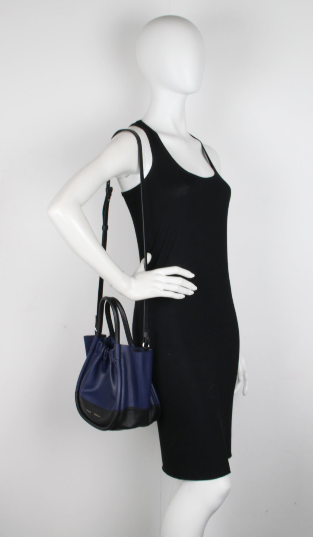 PS Ruched Tote Small, Black/Blue