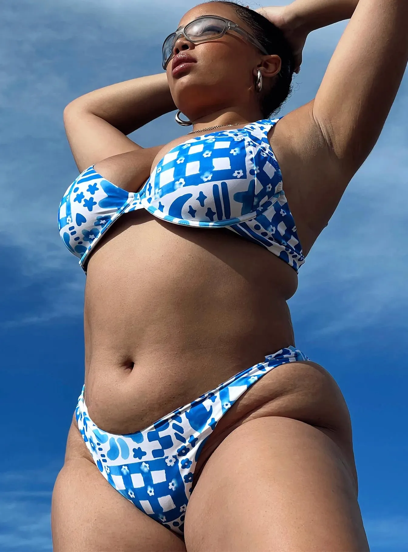 Sarah Bikini Top Blue / White Curve