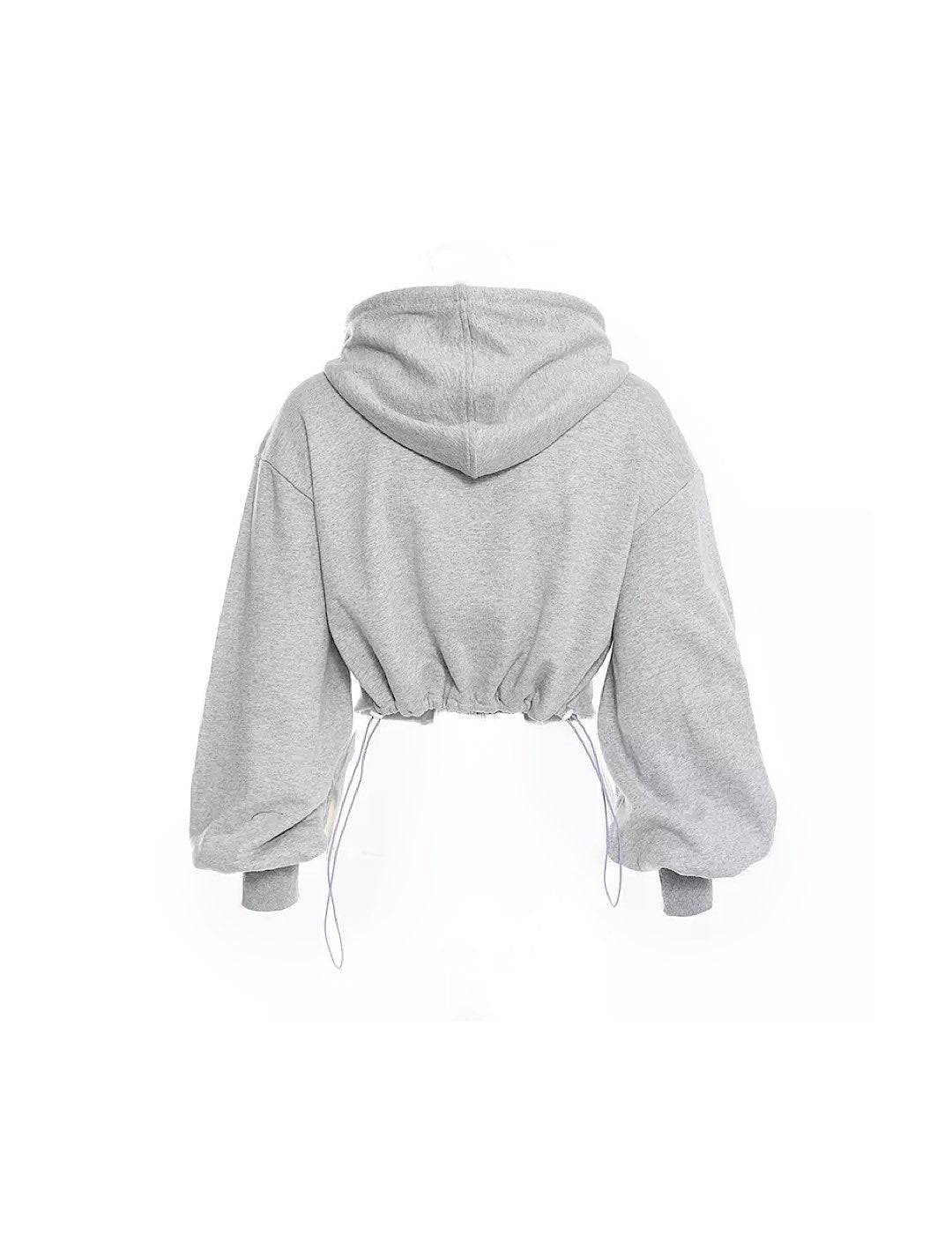 Short Bra Top and Hooded Sweatshirt in Gray