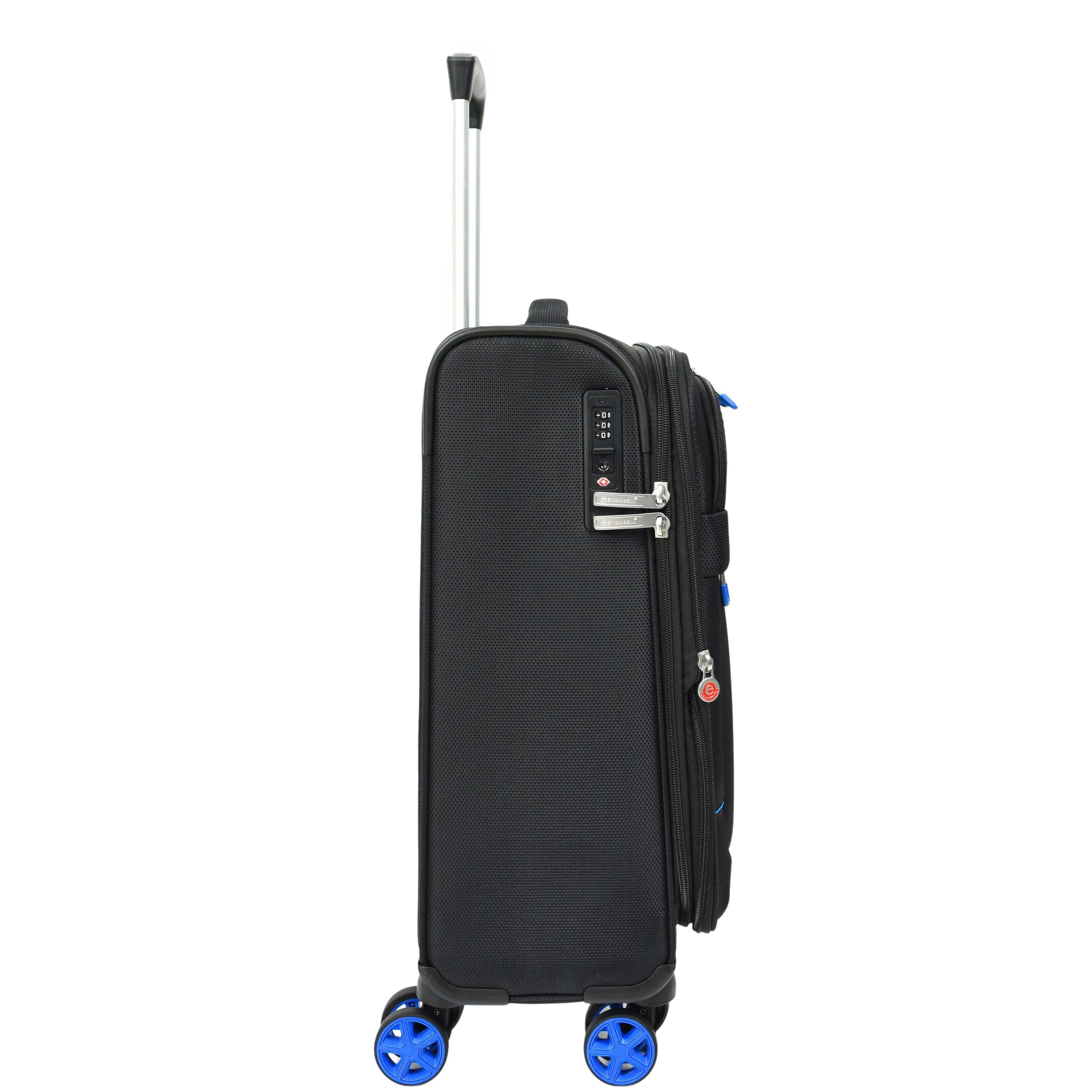 Soft Suitcase 8 Wheel Expandable Lightweight Orion Cabin Size Bags Black