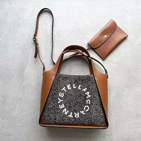 Stella Logo Tote C/B, Herringbone, Black/Pecan