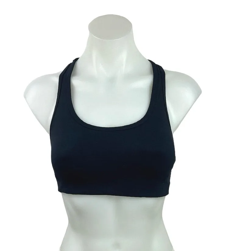 Tory Burch Tory Sport Black Scoop Neck Racerback Workout Sports Bra Size S