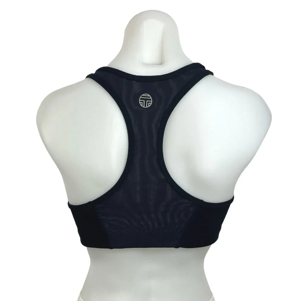 Tory Burch Tory Sport Black Scoop Neck Racerback Workout Sports Bra Size S