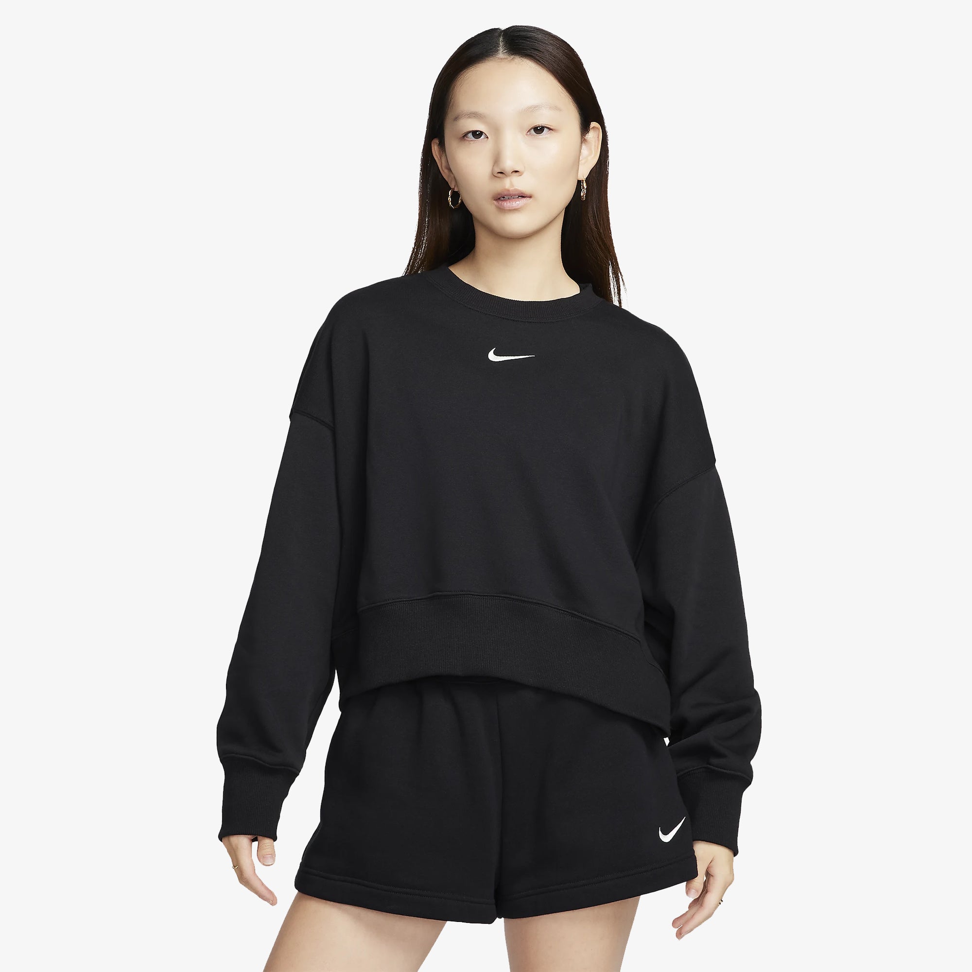 WMN'S SPORTSWEAR PHOENIX FLEECE CREW-NECK TERRY 'BLACK/SAIL'